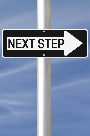 Conceptual one way street sign on next steps の写真素材