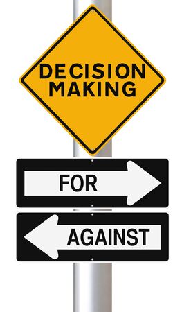 Modified road signs on decision makingの写真素材