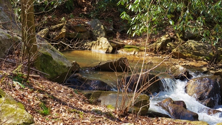 peaceful mountain streamの写真素材
