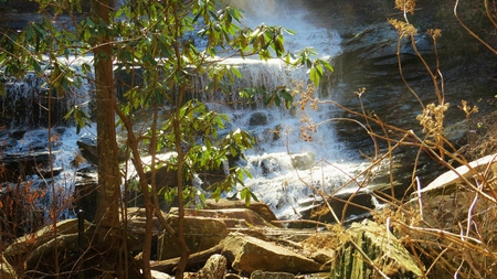 heavenly misty view waterfallの写真素材