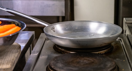 Isolated Empty Frying Pan on Stove - Kitchen Set