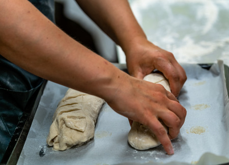 Female Chef Preparing Bread Dough for Selfmade Bread and Patties - Kitchen Set with Isolated Action,...