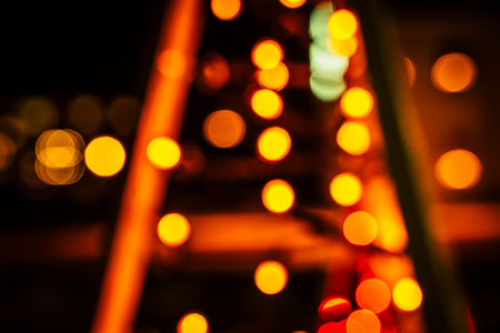 Blurred colorful Christmas Lights and New year Decoration Background - Yellow Colorの写真素材