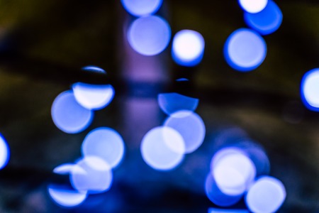 Blurred colorful Christmas Lights and New year Decoration Background - Blue Colorの写真素材