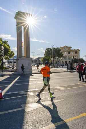 People running worldwide Zurich marathon in Malaga, vertical photoのeditorial素材