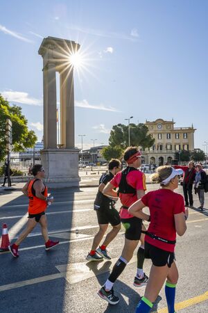 People running worldwide Zurich marathon in Malaga, vertical photoのeditorial素材