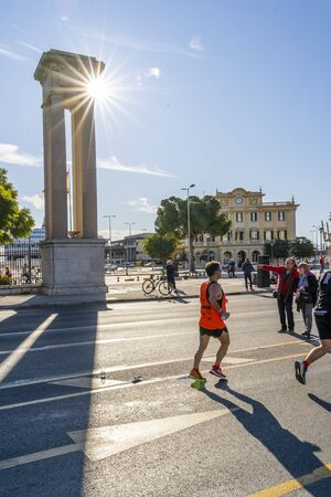 People running worldwide Zurich marathon in Malaga, vertical photoのeditorial素材