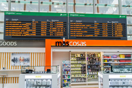 Madrid / Spain - January 20th, 2020 Arrival Schedule Board in Atocha Train Stationのeditorial素材