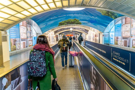 Madrid / Spain - January 20th, 2020 Passengers Walking inside Atocha Train Stationのeditorial素材