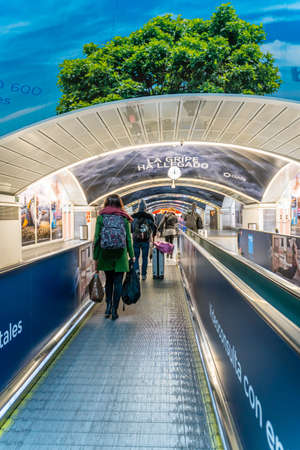 Madrid / Spain - January 20th, 2020 Passengers Walking inside Atocha Train Stationのeditorial素材