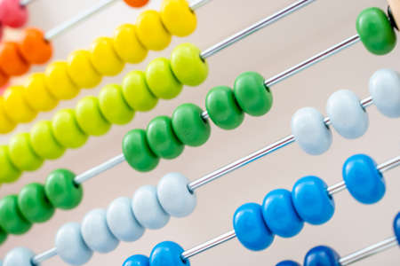 Colorful Abacus Close Up, Concept of Finances and Business. Arithmetical and Mathematical Tool in Financesの写真素材