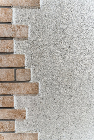 Tiles on Wall like Bricks, Background Texture Pattern with Copy Space - Concept of Renovation and Repairsの写真素材
