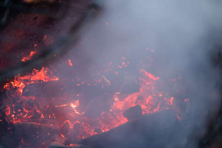 Abstract Blurred Fire and Coal Background, Concept of Grilling Seasonの写真素材