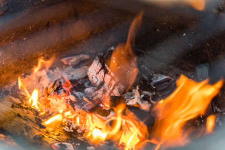 Abstract Blurred Fire and Coal Background, Concept of Grilling Seasonの写真素材