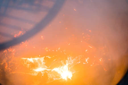 Abstract Blurred Fire and Coal Background, Concept of Grilling Seasonの写真素材