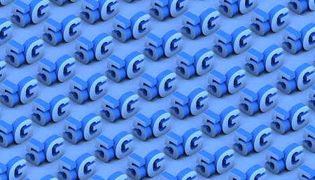 Blue 5G text pattern. 3D illustration. Background.