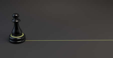 Chess piece on a golden straight line. 3d illustration.の写真素材