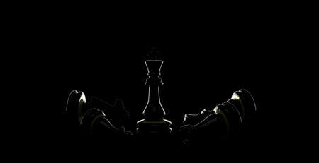 Banner or header with chess pieces. Winner concept. Copy space. 3D illustration.の写真素材
