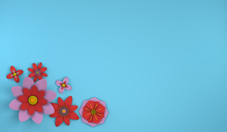 Background in pink tones with abstract flowers with space to locate text or product. 3D...