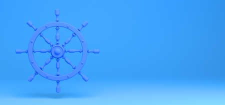 Ship rudder on blue background Banner. Abstract.の写真素材