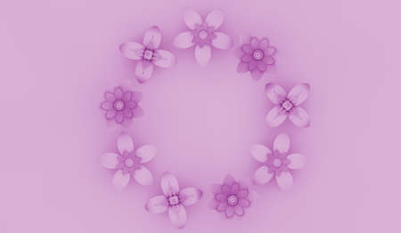 Background in pink tones with abstract flowers with space to locate text or product. 3D...