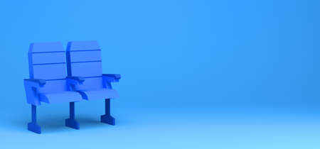 Cinema seats on blue background. 3D illustration.の写真素材