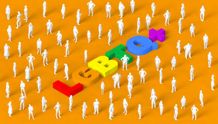 3D illustration with the text LGBTQ + with people for the celebration of pride day. Background.の写真素材