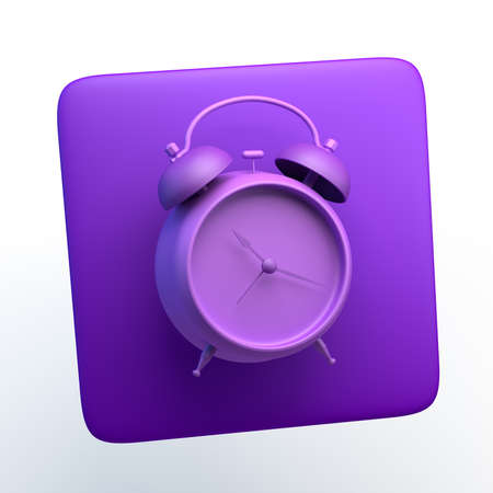 Alarm clock icon on isolated white background. 3D illustration.