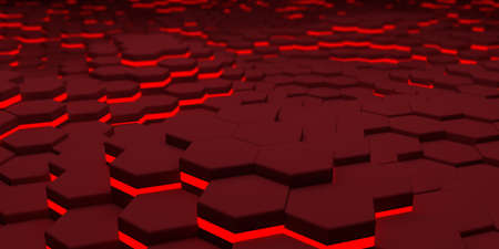Abstract background of hexagonal panels. Banner. 3d illustration.の写真素材