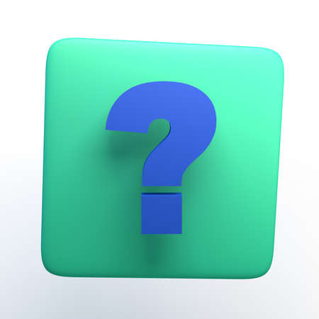 Icon with question mark on isolated white background. 3D illustration. App.
