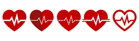 Heart pulse icons set. Modern flat design.のイラスト素材