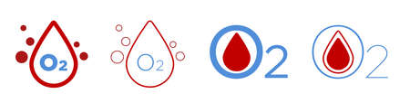 Blood oxygen saturation icons set. Modern flat design. O2.のイラスト素材