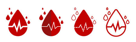 Blood oxygen saturation icons set with heart pulse rate. Modern flat design. Oximeter.の写真素材
