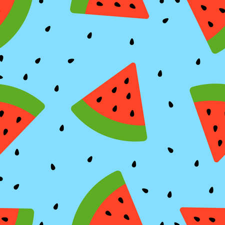 Seamless pattern tile with fresh watermelon slice shape. Abstract.のイラスト素材