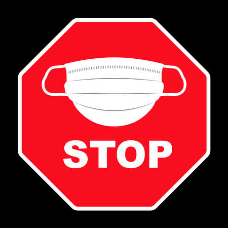 Stop sign with surgical mask information icon.のイラスト素材