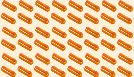 Hot dog background. Junk food. Vector.の写真素材