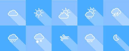 Set of square weather icons. Vector. Flat and modern style.のイラスト素材