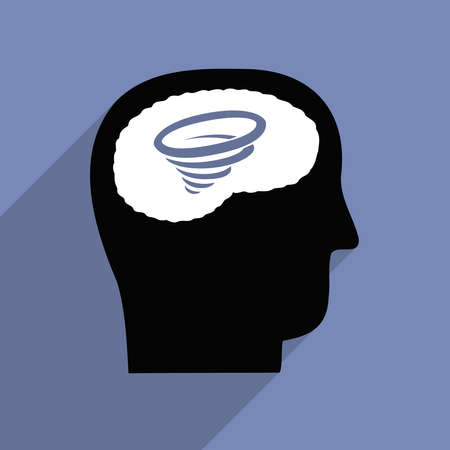 Person head icon with hurricane inside. Vector.のイラスト素材