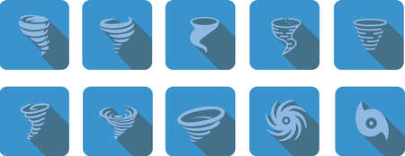 Hurricane icon set in blue colors. Vector.のイラスト素材