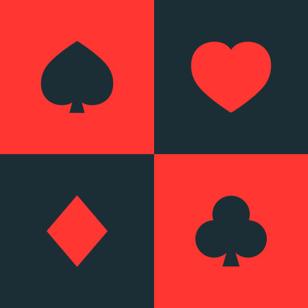 Poker card figures. Hearts, diamonds, pikes, clovers. Vector. Flat and modern design.の写真素材
