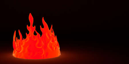 Abstract fire banner on black background. 3d illustration.の写真素材