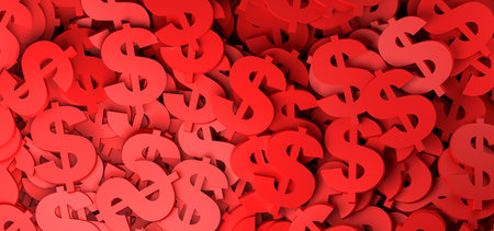 Abstract background with red dollar currency symbol.3D illustration.の写真素材