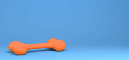 Orange bone on blue background. Banner. Abstract.
