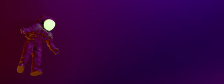 Astronaut floating. Banner. Background. 3d illustration. Cosmonaut.の写真素材