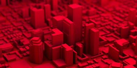 City concept with skyscrapers in blue color. Model. Abstract. Banner. Future. Modern. 3d illustration.の写真素材