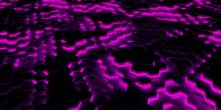 Abstract background of hexagonal panels. Banner. 3d illustration.