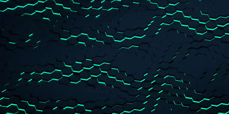 Abstract background of hexagonal panels. Banner. 3d illustration.