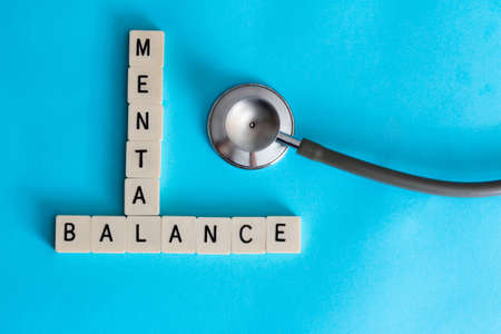 Mental balance concept with stethoscope. Health care.の写真素材