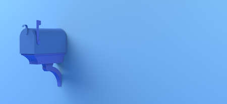 Mailbox for letters on blue background. 3D illustration. Copy space.の写真素材