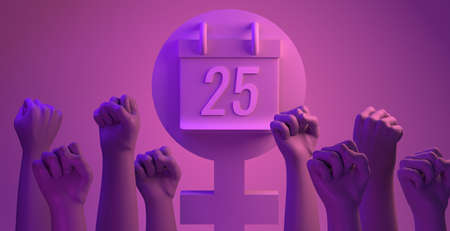 International day for the elimination of violence against women with fists Copy space 3D illustrationの写真素材